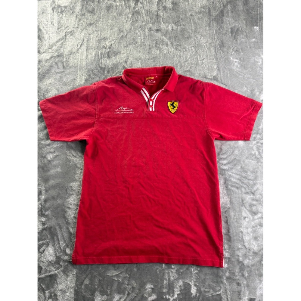 Vintage Ferrari Michael Schumacher Signature Series F1 Racing Polo Shirt Men XL